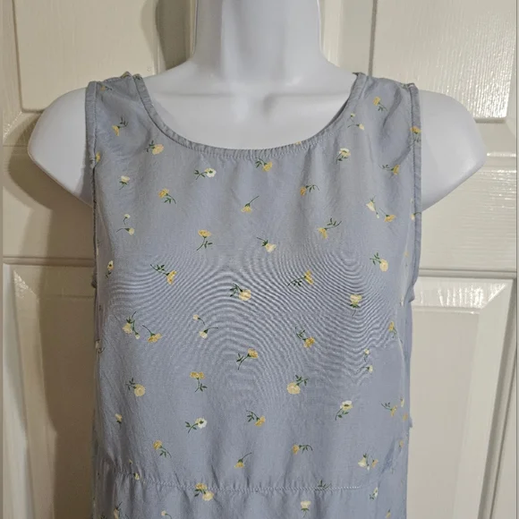 GAP Womens Size 6 Midi Dress Blue Floral Rayon Cottagecore Vintage Summer Boho - Picture 3 of 7